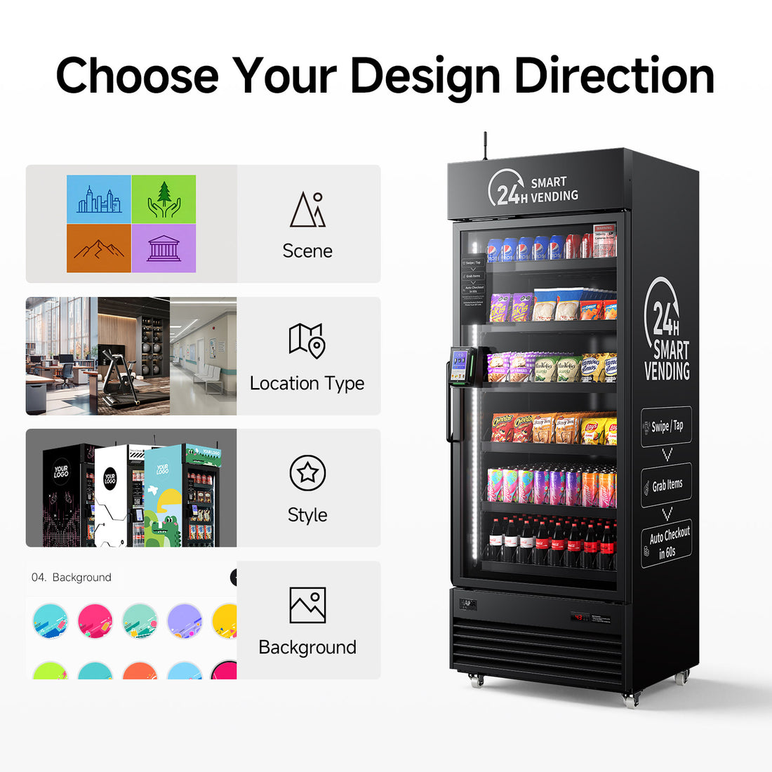 Premium Wrap Package（$250）Scenario-based branded wrap design with richer visual options and a large design library.Have questions after placing your order? Contact us at info@hahavendingstore.com.