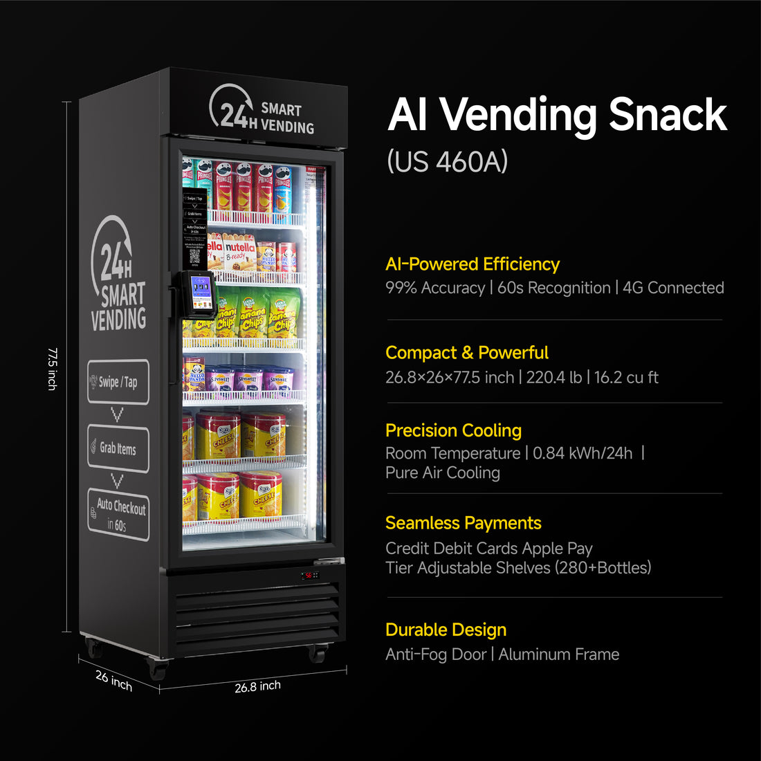 HAHA Smart Room Temp Vending US460CT - Snacks/Drinks, Inventory | 368 Bottles | Offices